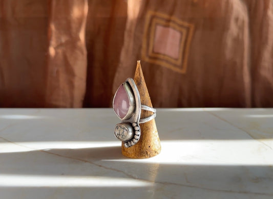 Lilac jasper & Variscite Two Stone Ring