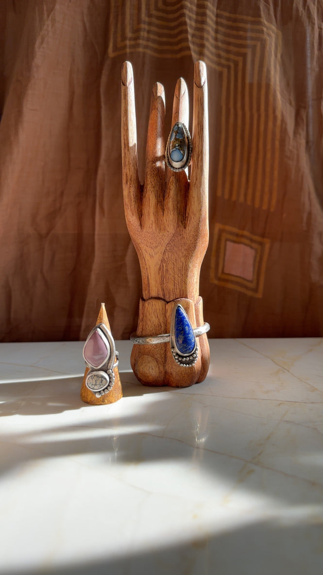 Lilac jasper & Variscite Two Stone Ring