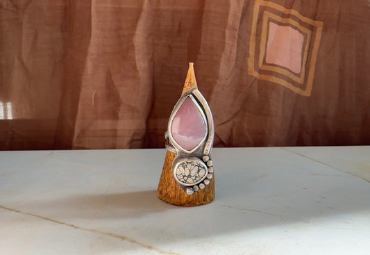 Lilac jasper & Variscite Two Stone Ring